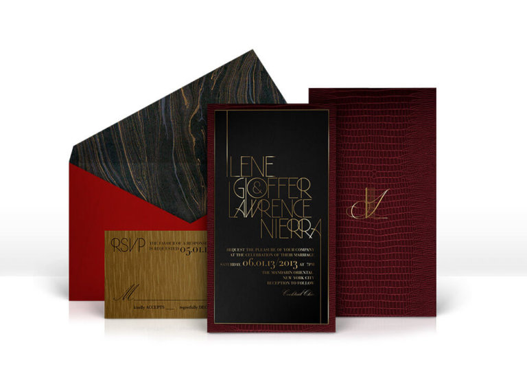 Fashion week inspired modern wedding invitation