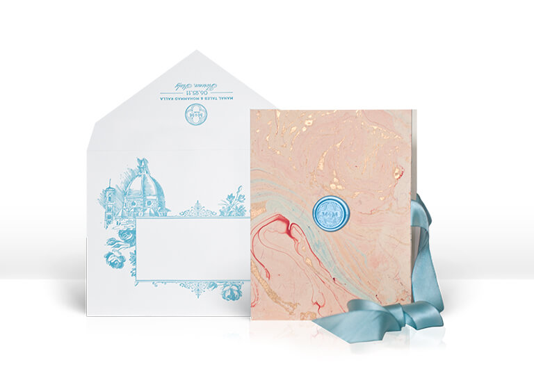 Florence marbled wedding invitation