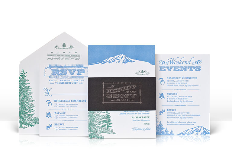 Rustic ranch letterpress wedding invitation