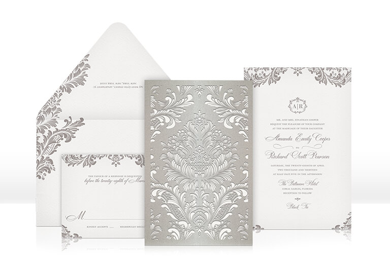 Classic laser cut wedding invitation