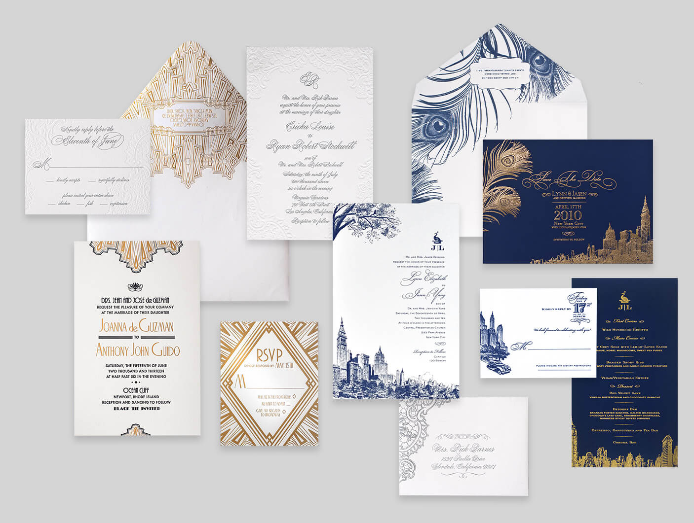 Art deco and New York City inspired invitations