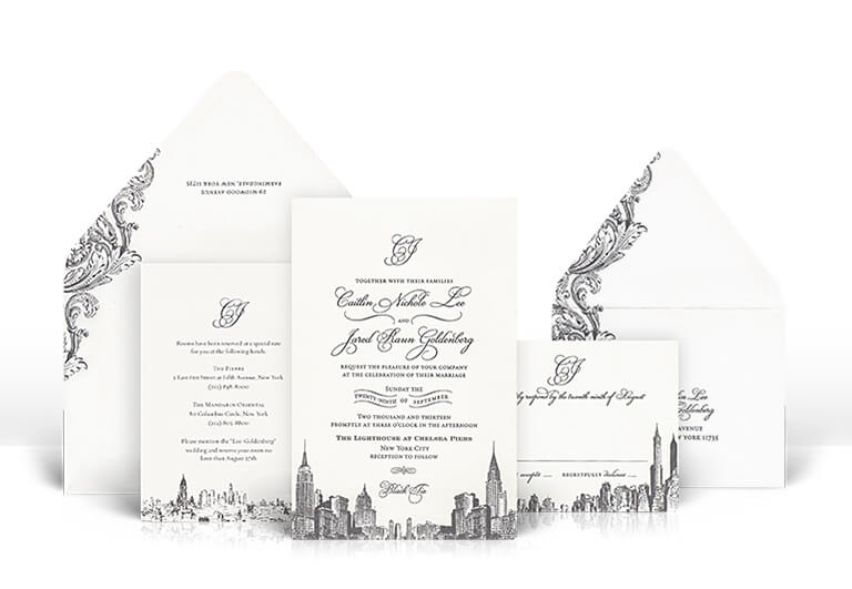 New York City skyline wedding invitation