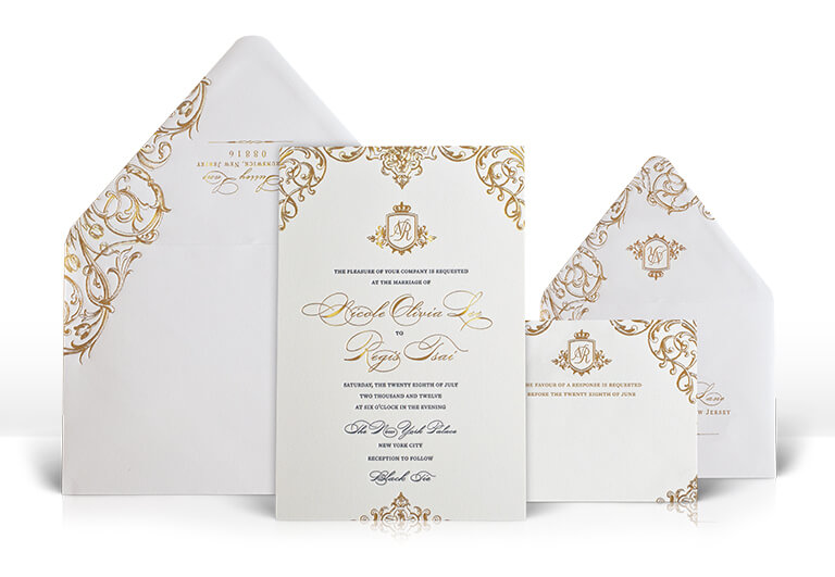 Ornate, palace inspired wedding invitation