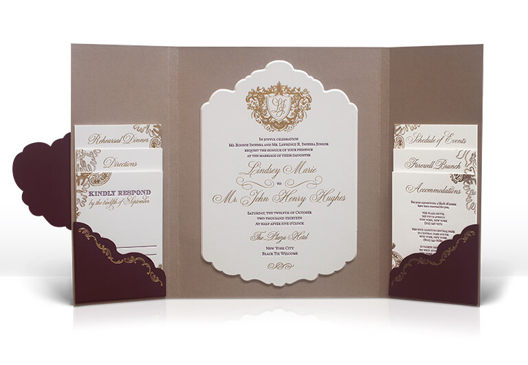 Plaza Hotel ornate wedding invitation