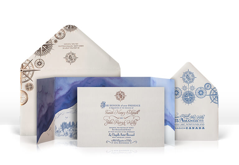 Winter ski resort wedding invitation