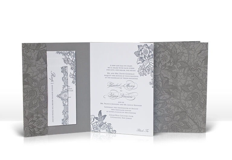 Romantic lace wedding invitation folder