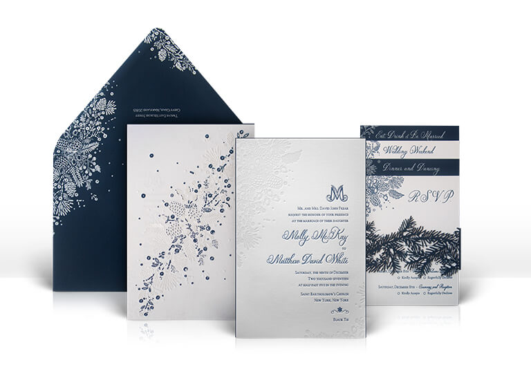 Winter Wonderland letterpress wedding invitation