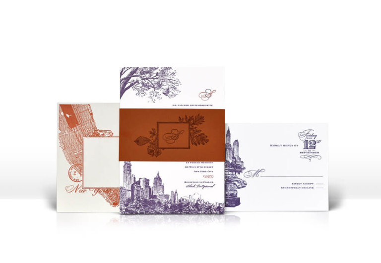 Autumn in New York City wedding invitation