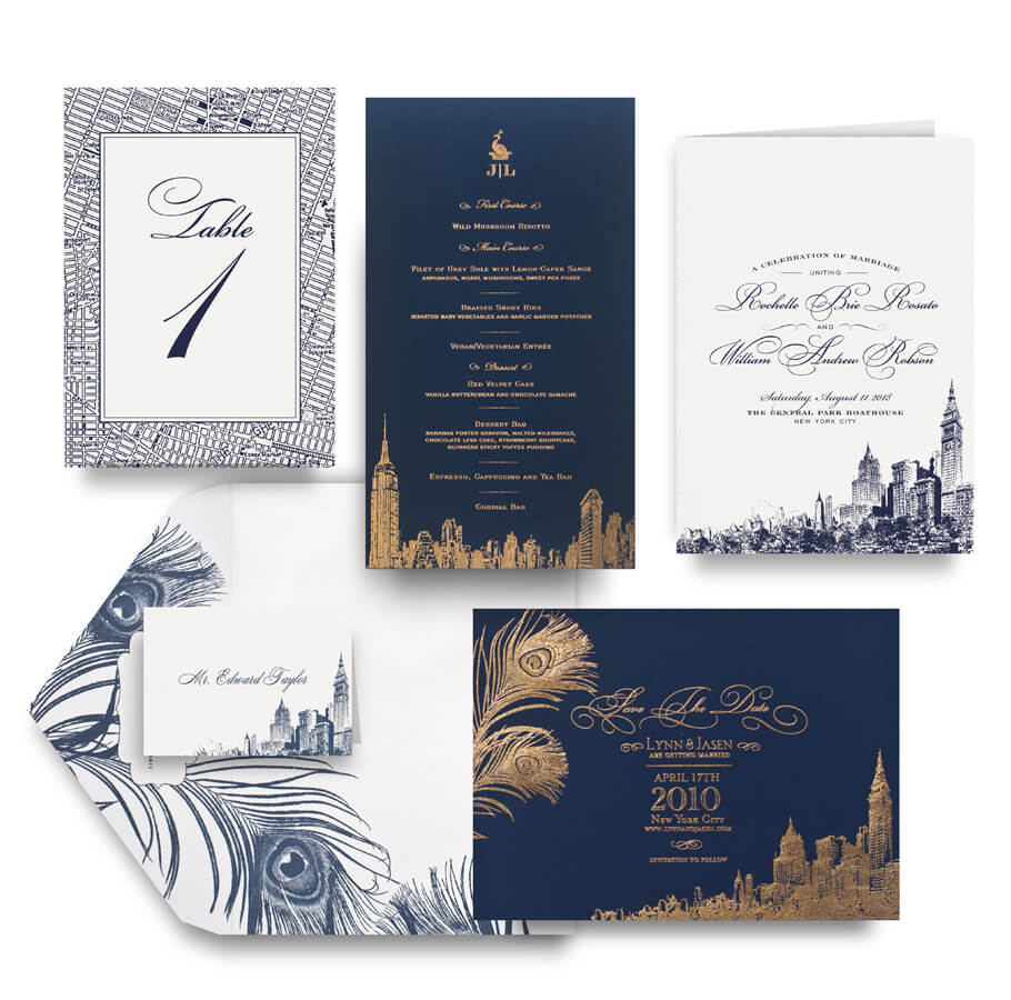 New York City save the date, menu, program and wedding accessories