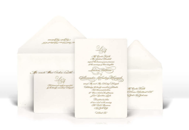 Classic calligraphy letterpress wedding invitation