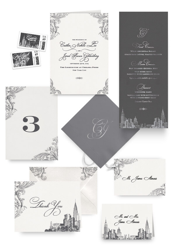 New York City napkins, table cards, escort and place cards