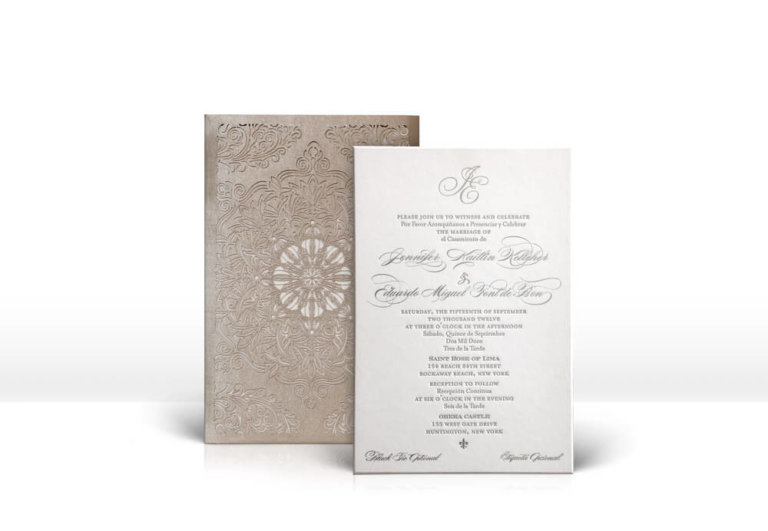 Bilingual English and Spanish wedding invitation