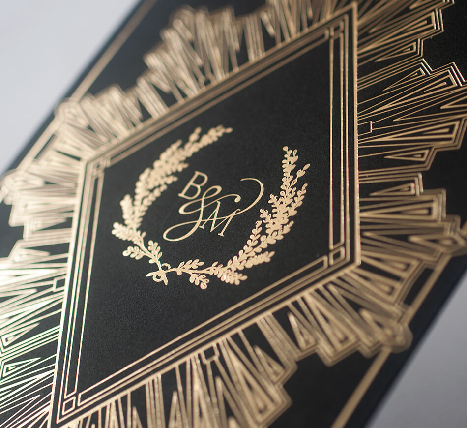 Art Deco invitation and monogram