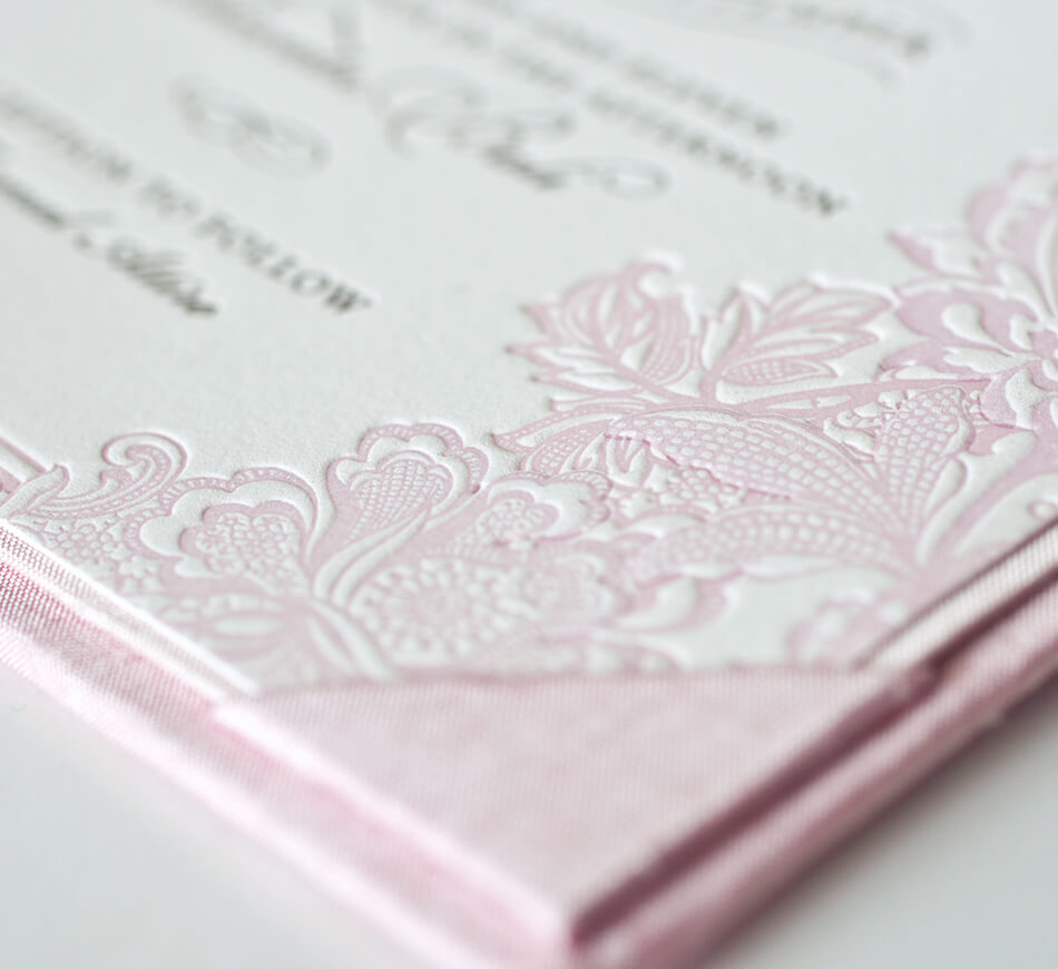 Blush pink letterpress corner