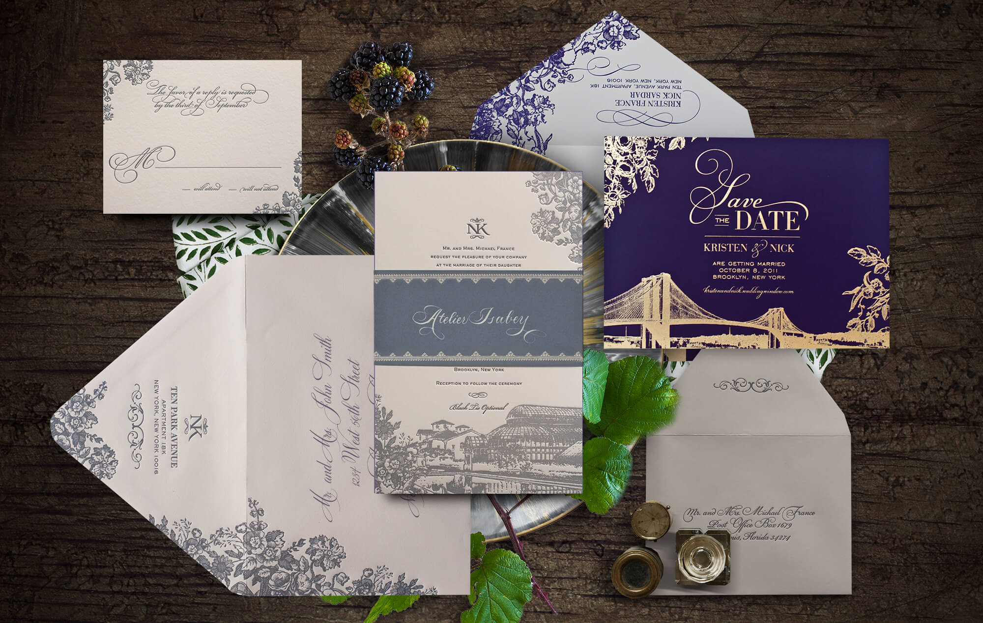 Brooklyn Botanic Garden wedding invitation
