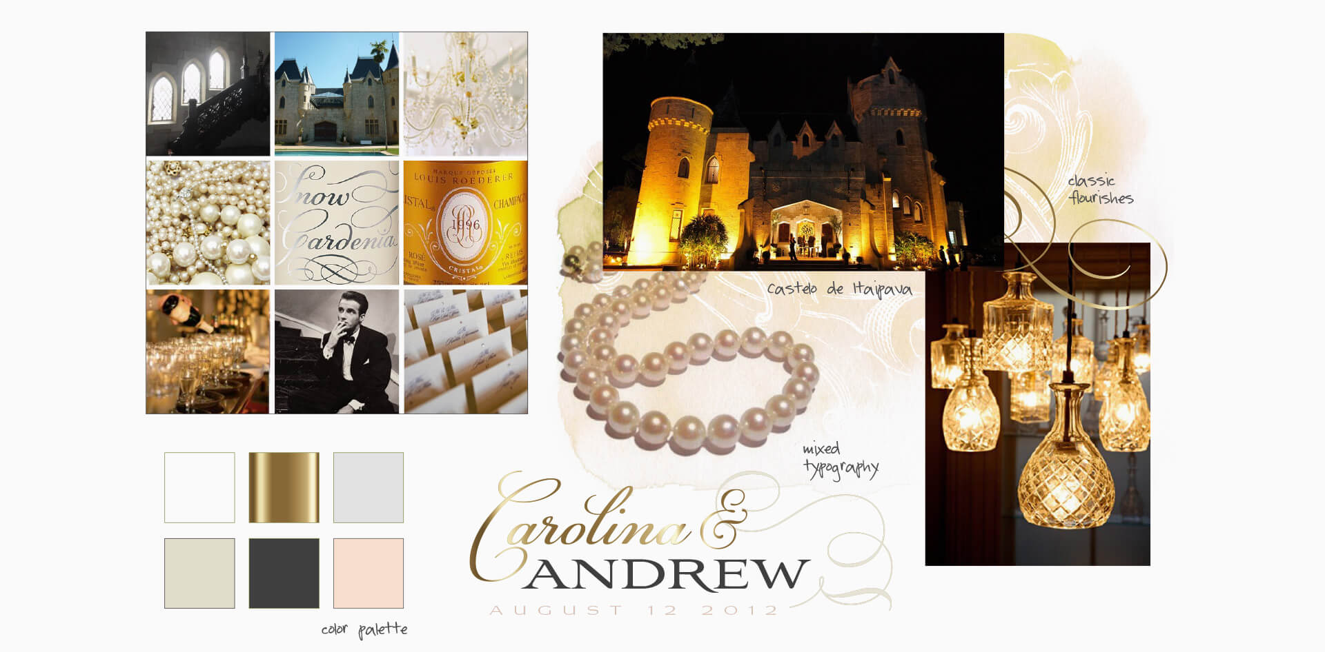 Castelo de Itaipava, mixed typography and classic flourishes