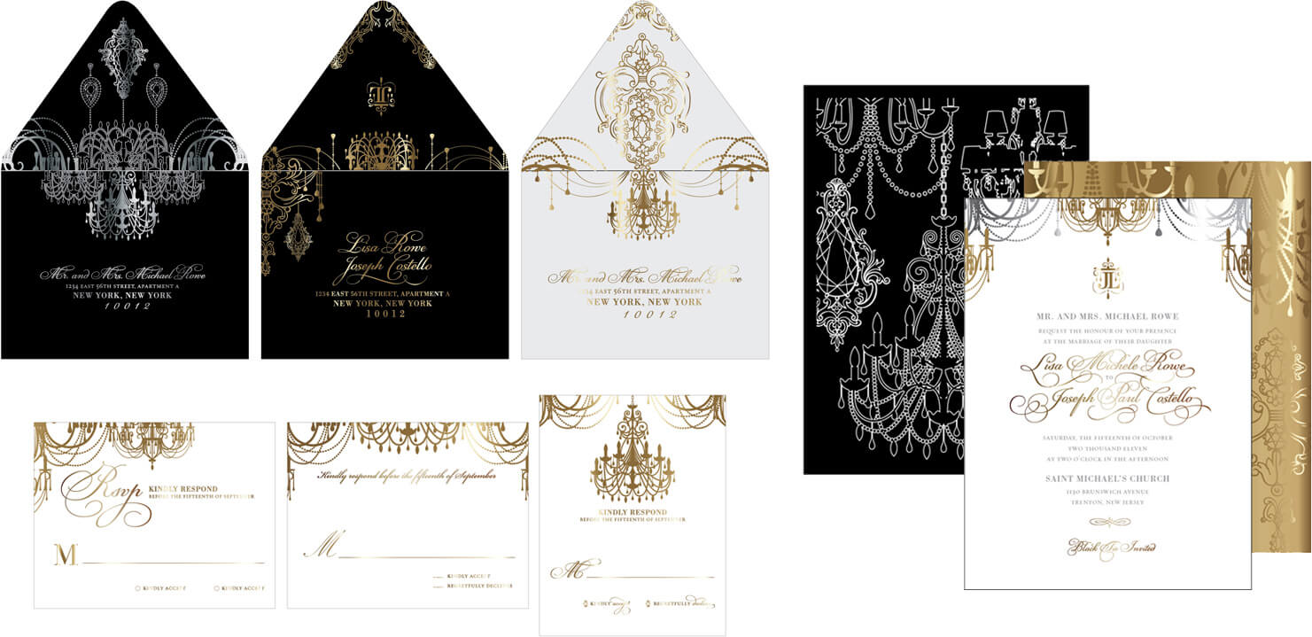 Chandelier reply envelopes and reply cards