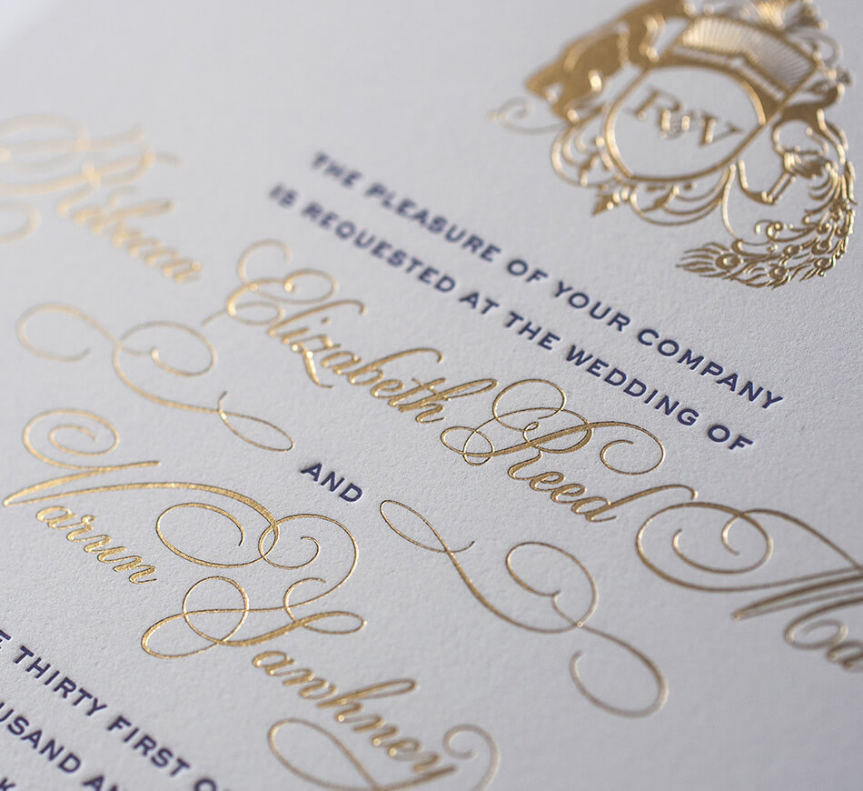 Gold lettering and typography