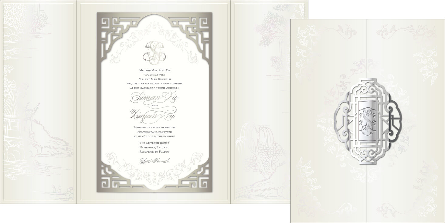 East meets West inspired wedding invitation