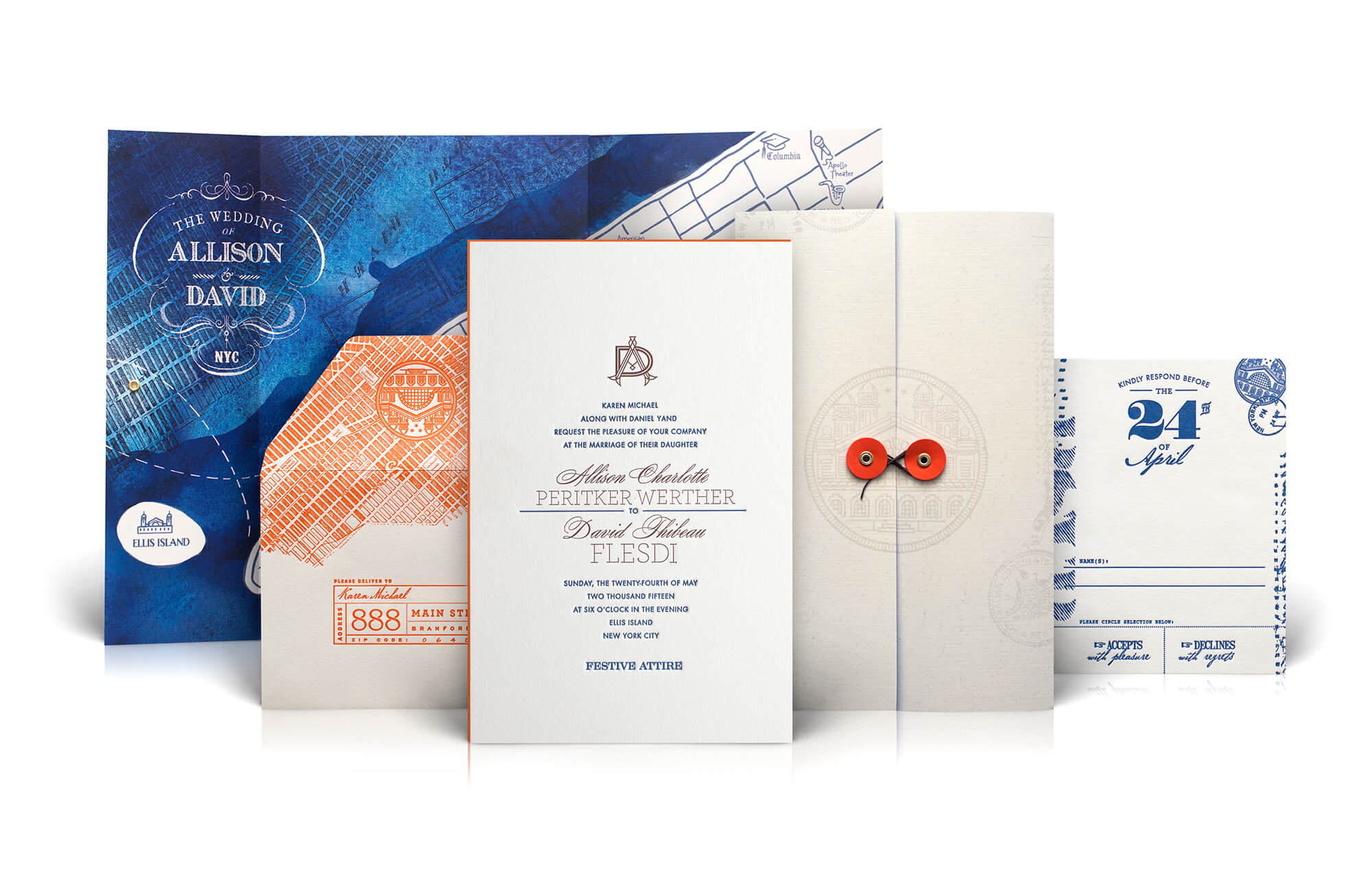 Ellis Island New York City wedding invitation