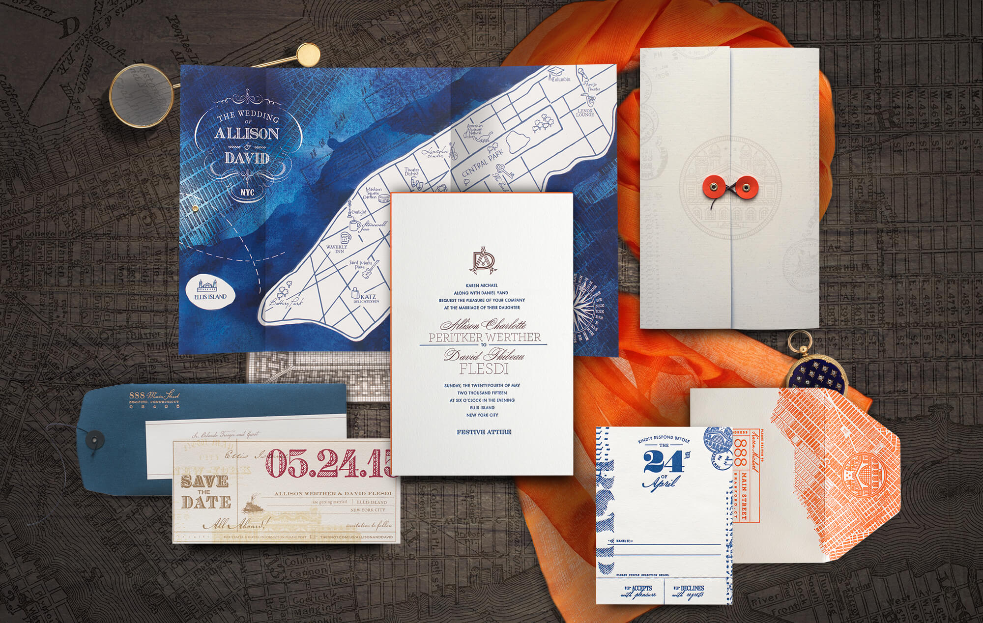 Ellis Island New York City wedding invitation