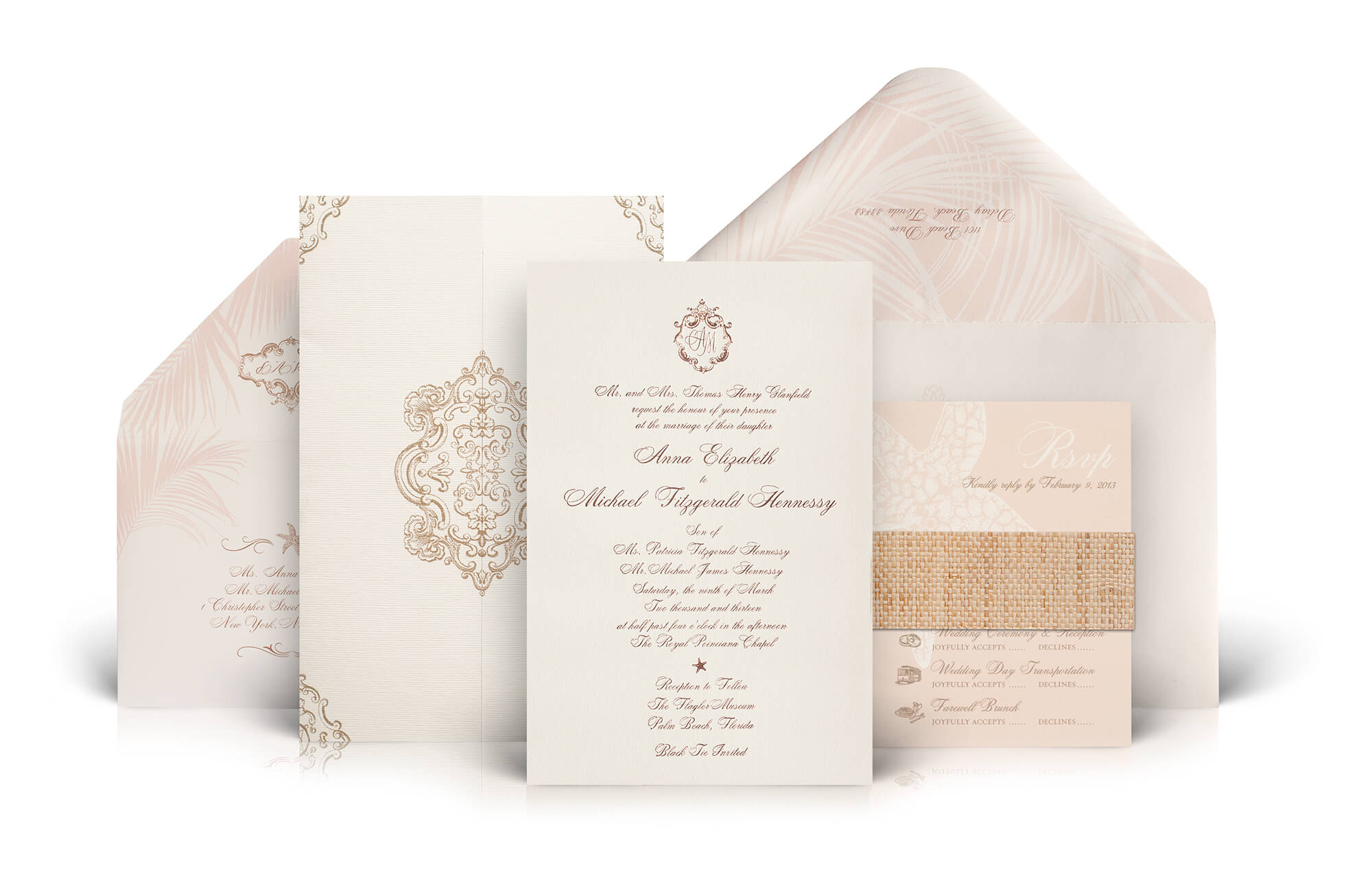 Flagler Museum wedding invitation