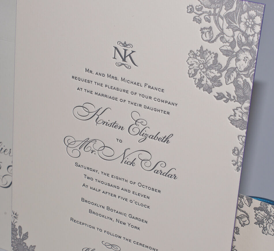 Floral wedding invitation lettering