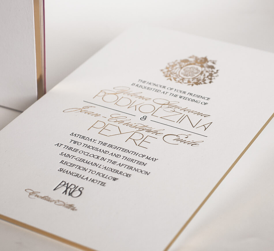 Gold foil and black letterpress detail