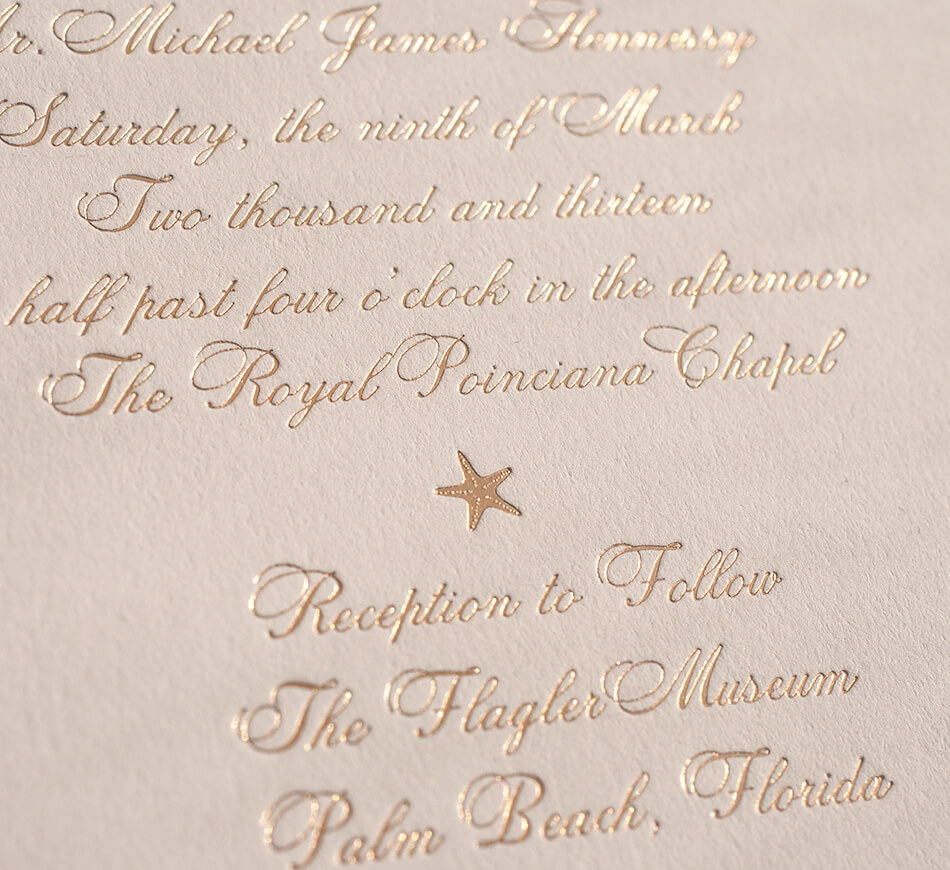 Gold foil calligraphy and starfish