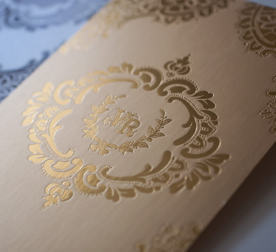 Gold on gold wedding invitation backer