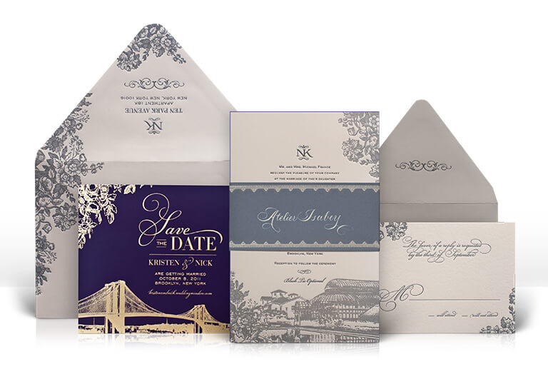 Brooklyn Botanic Garden letterpress wedding invitation