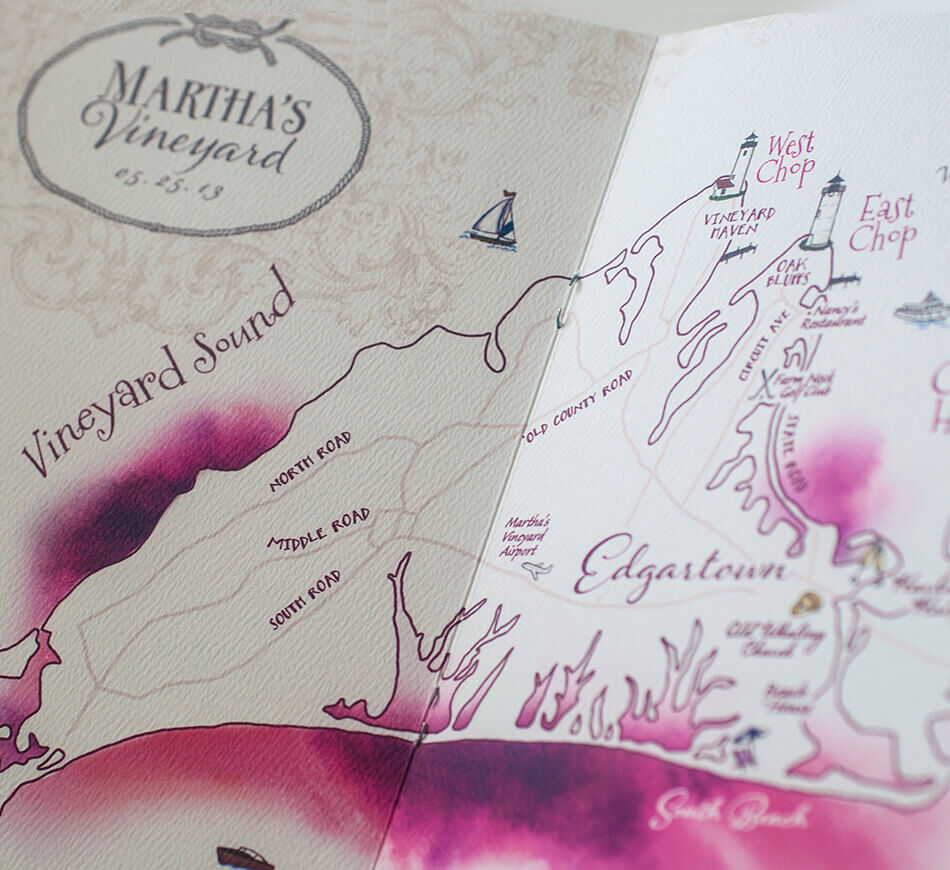 Watercolor map of Martha's Vineyard