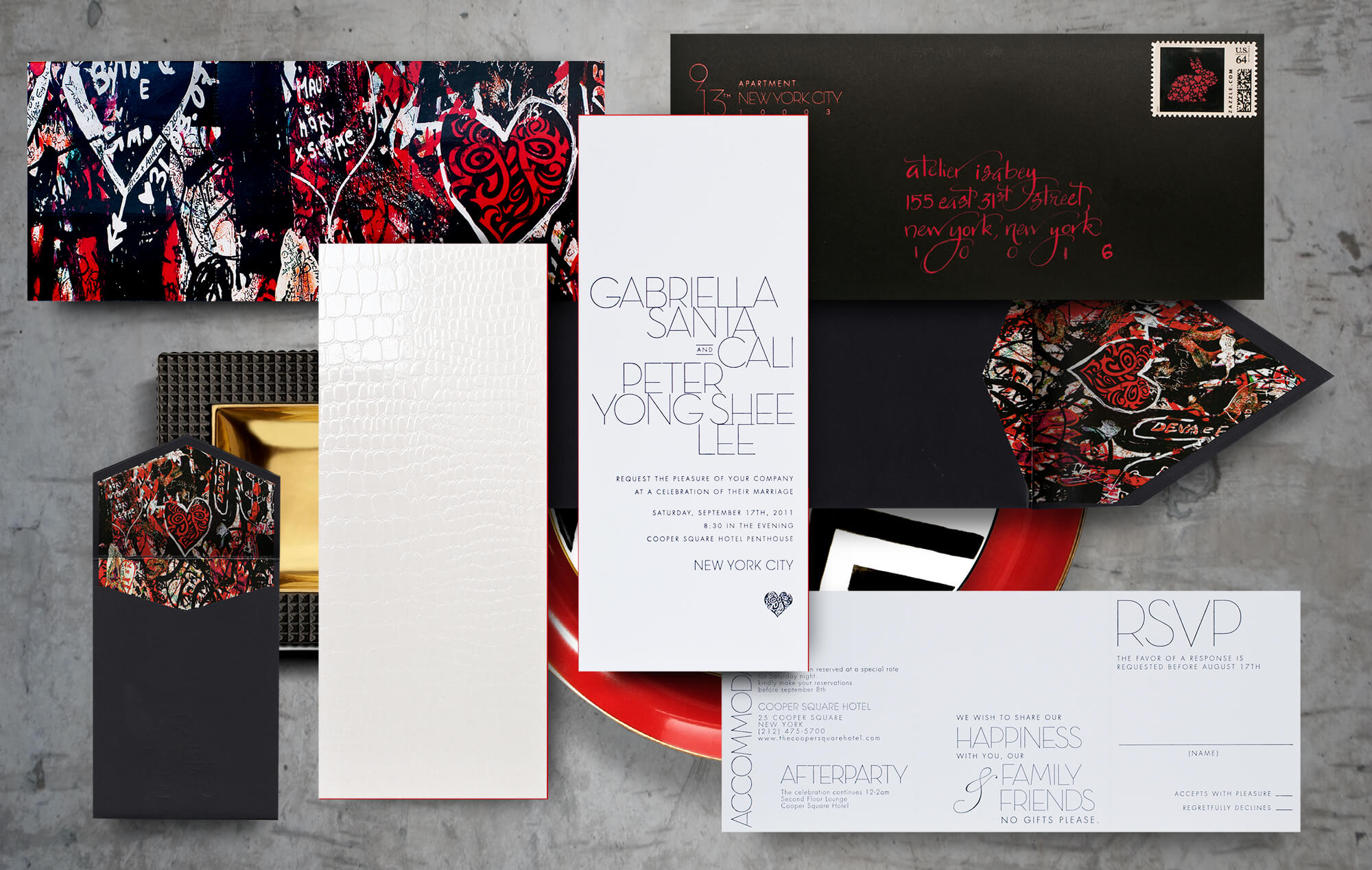 Modern graffiti wedding invitation