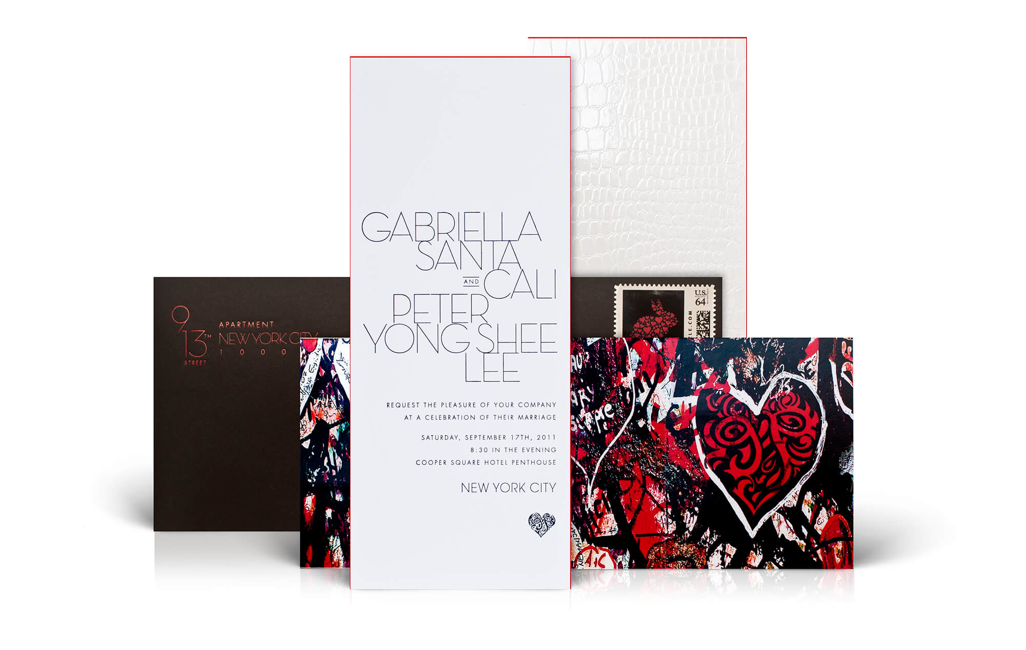 Modern graffiti wedding invitations