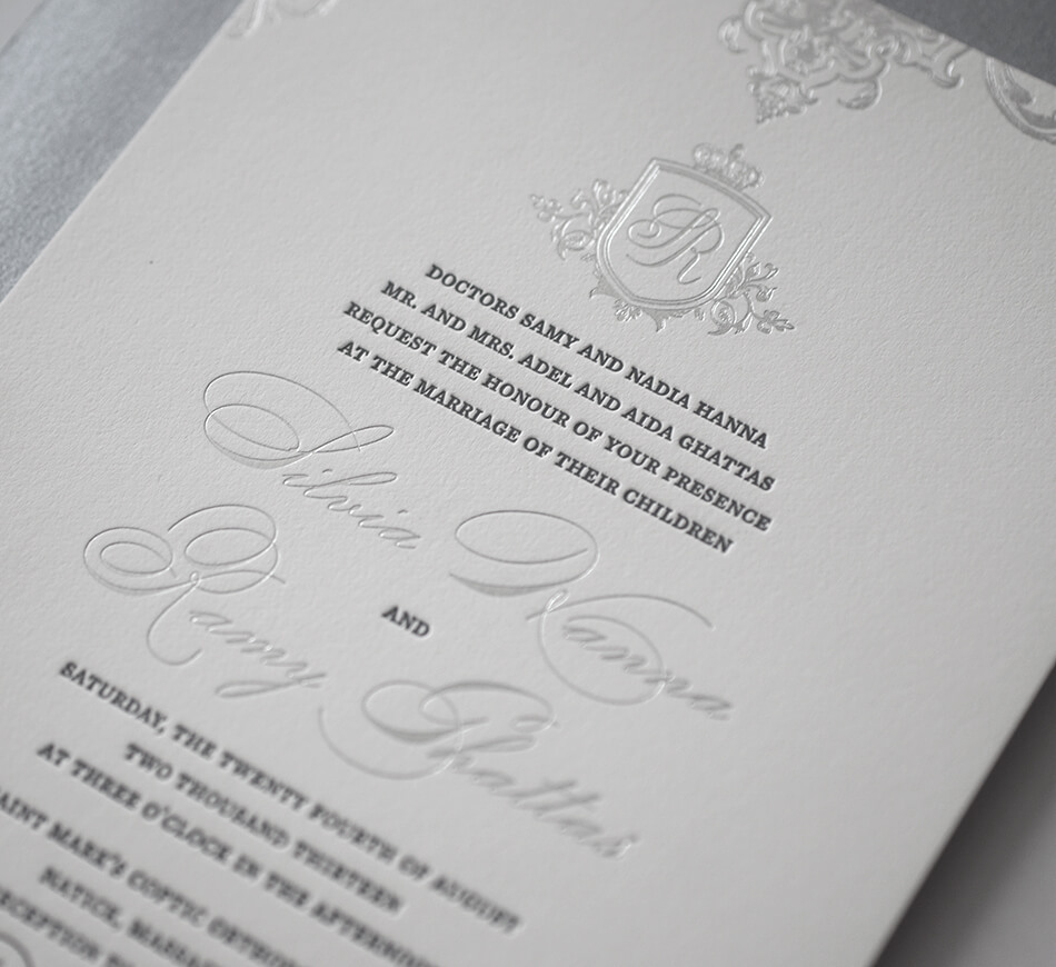 Silver and charcoal ornate regal invitation