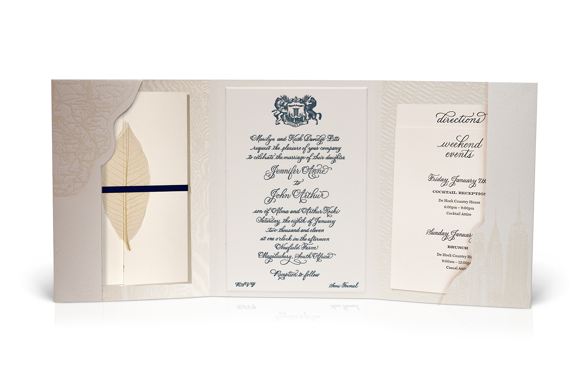 South African classic destination wedding invitation