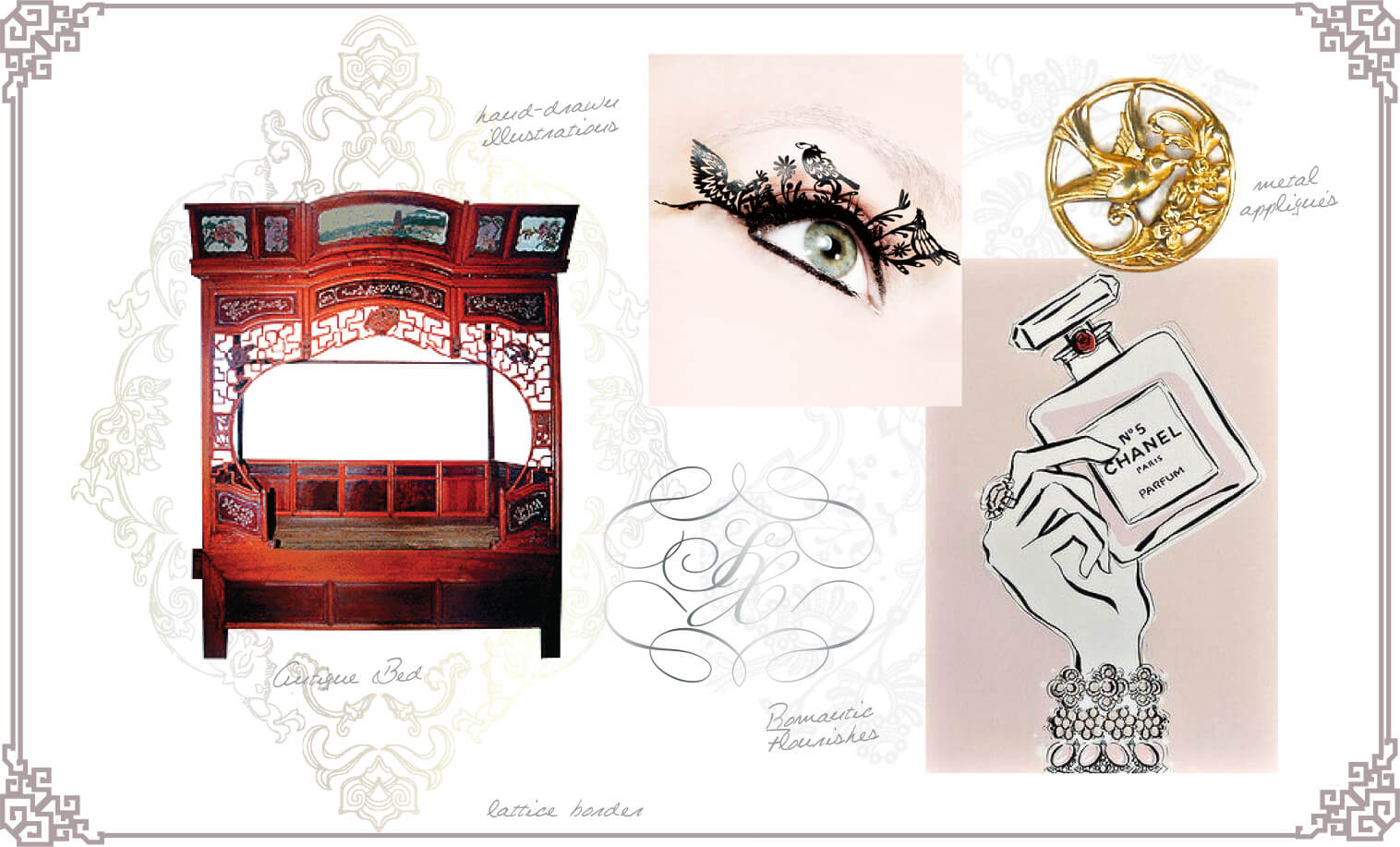 Vintage art and Antique China daybed