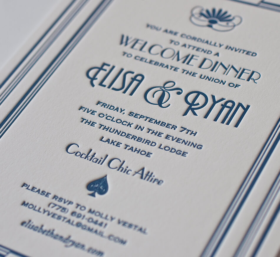 Art Deco rehearsal dinner card