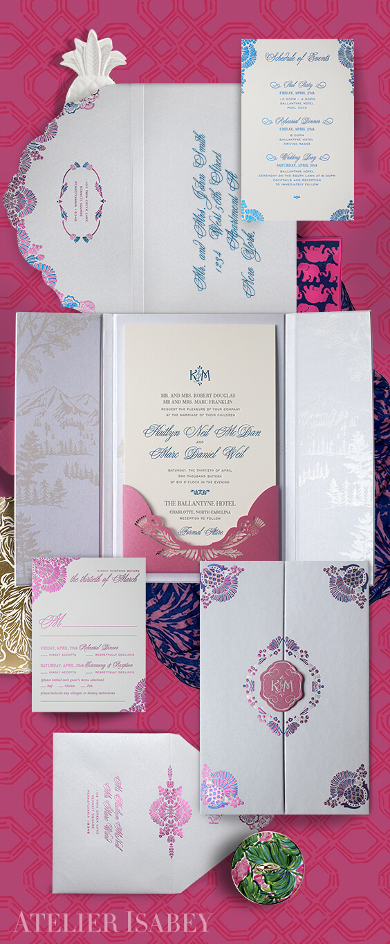 Lilly Pulitzer inspired wedding invitation