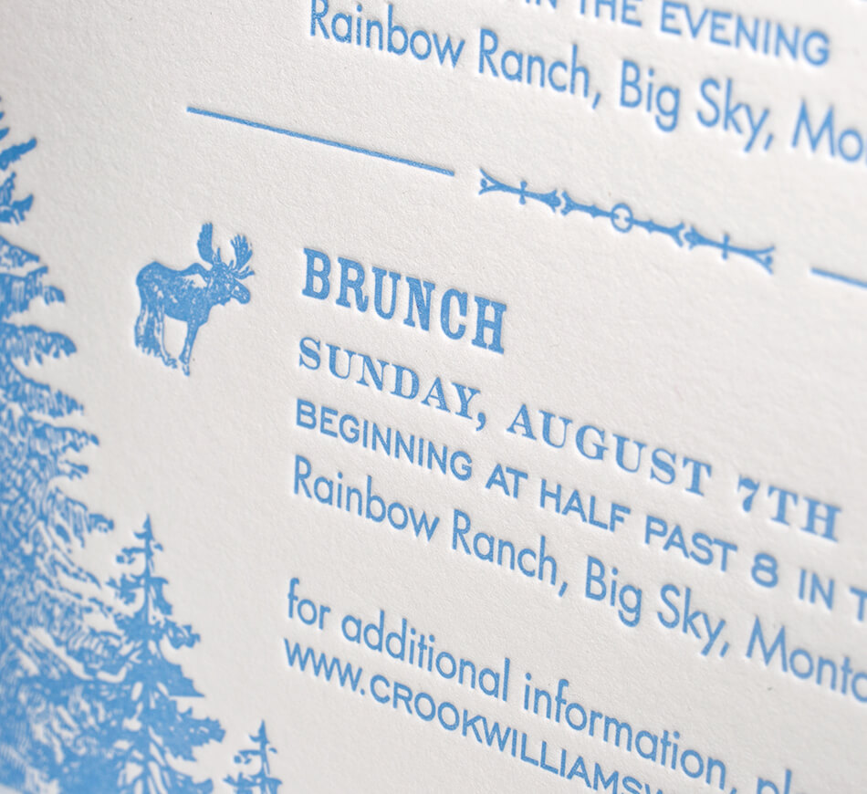 Blue letterpress detail