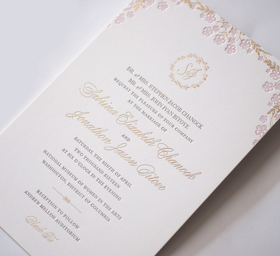 Gold foil and letterpress typography