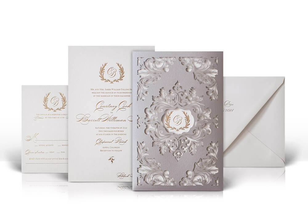 Classic laser cut wedding invitation