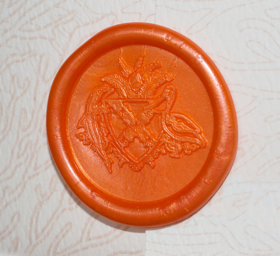 Coral wax seal with custom crest