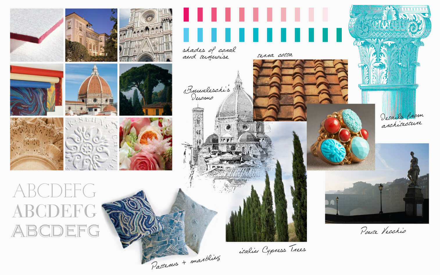 Coral and turquoise Florence inspiration