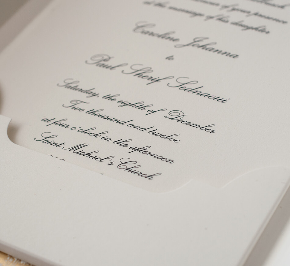 Engraved invitation and pocket