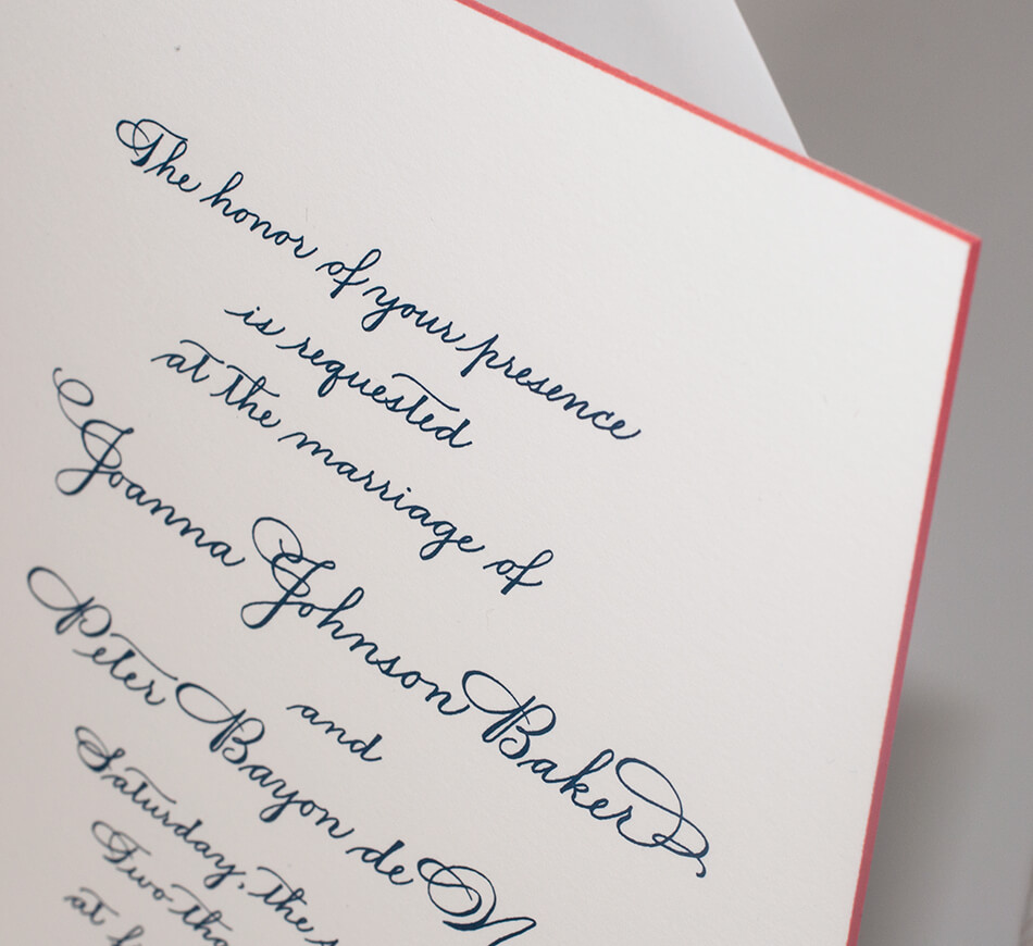 Engraved wedding invitation