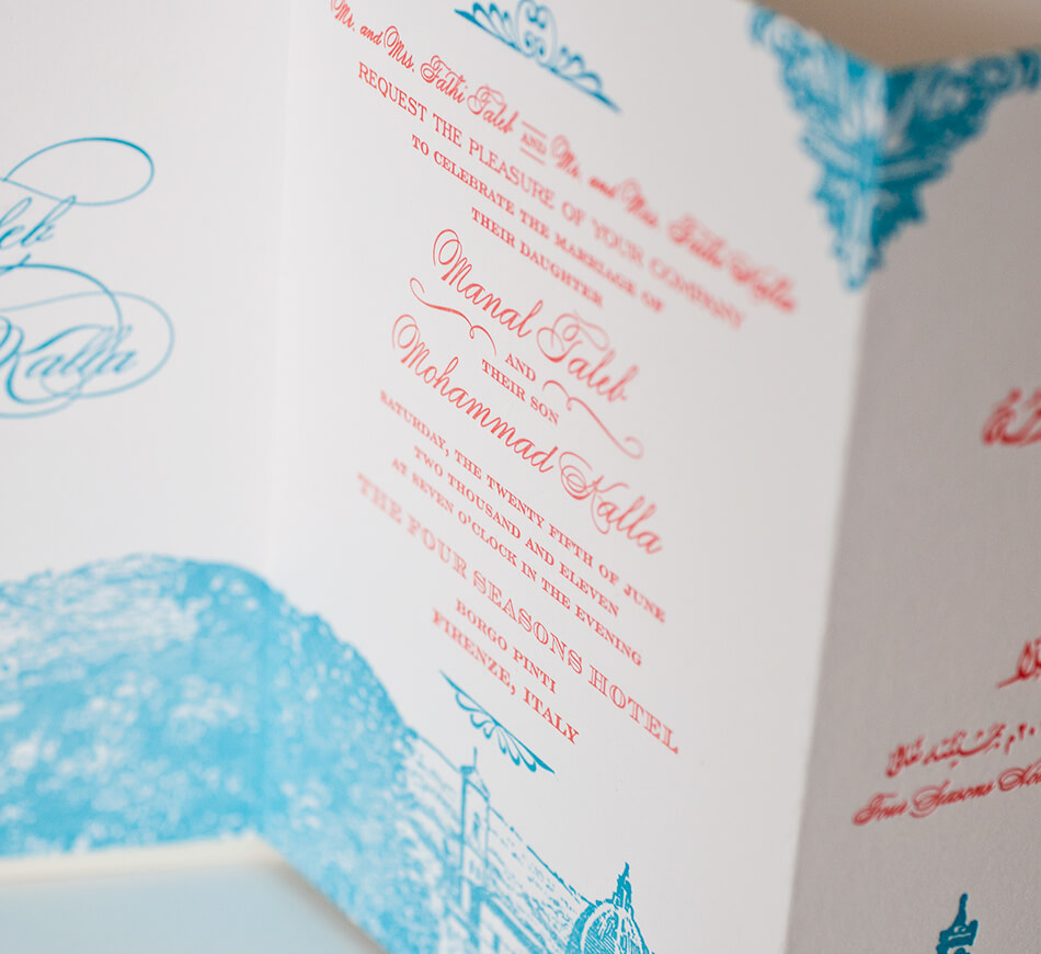 Letterpress invitation detail