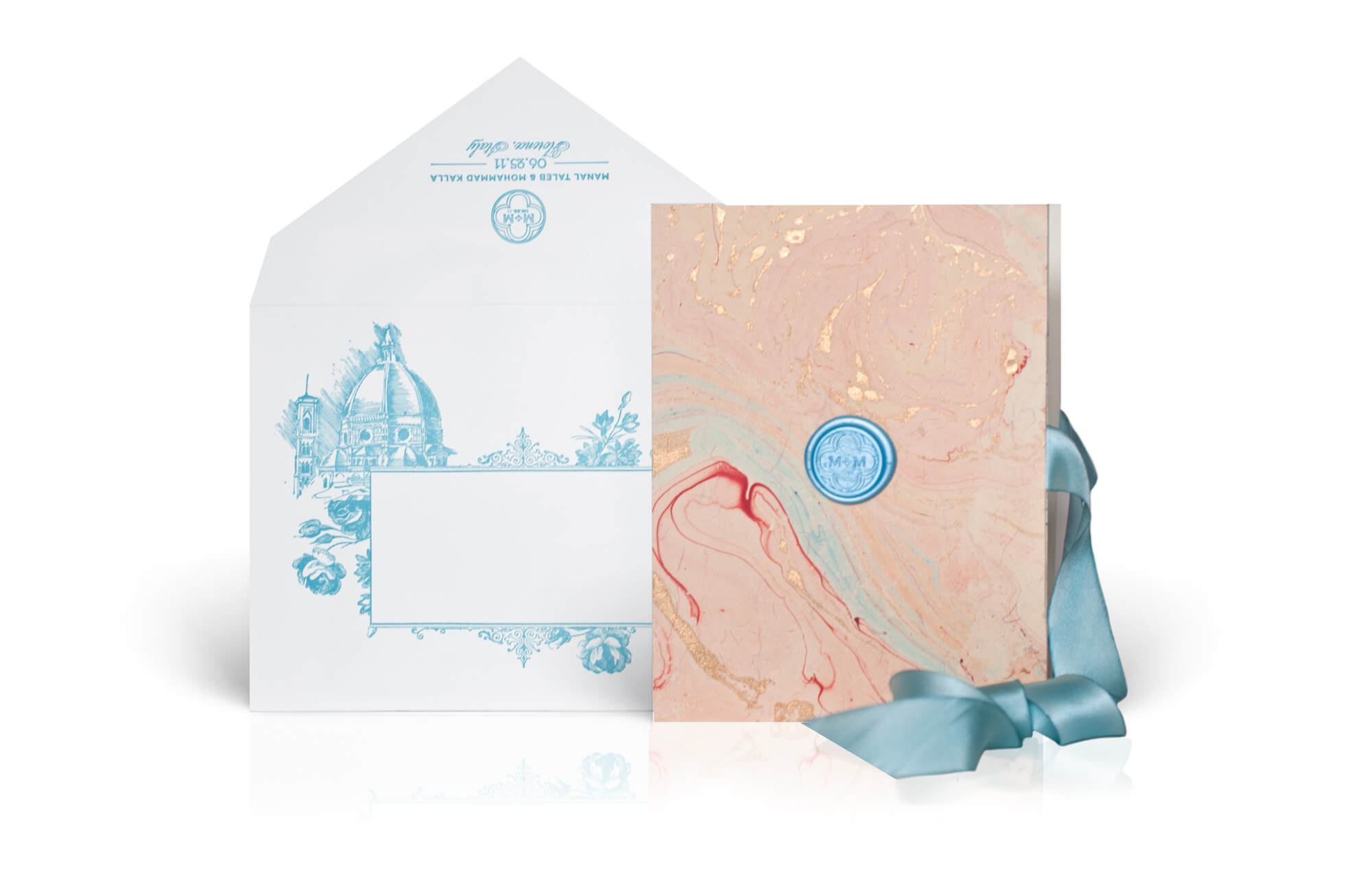 Florence marble paper wedding invitation