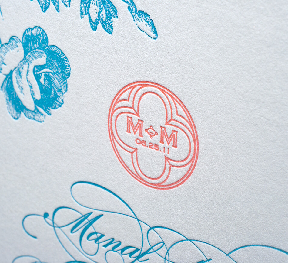 Letterpress monogram detail