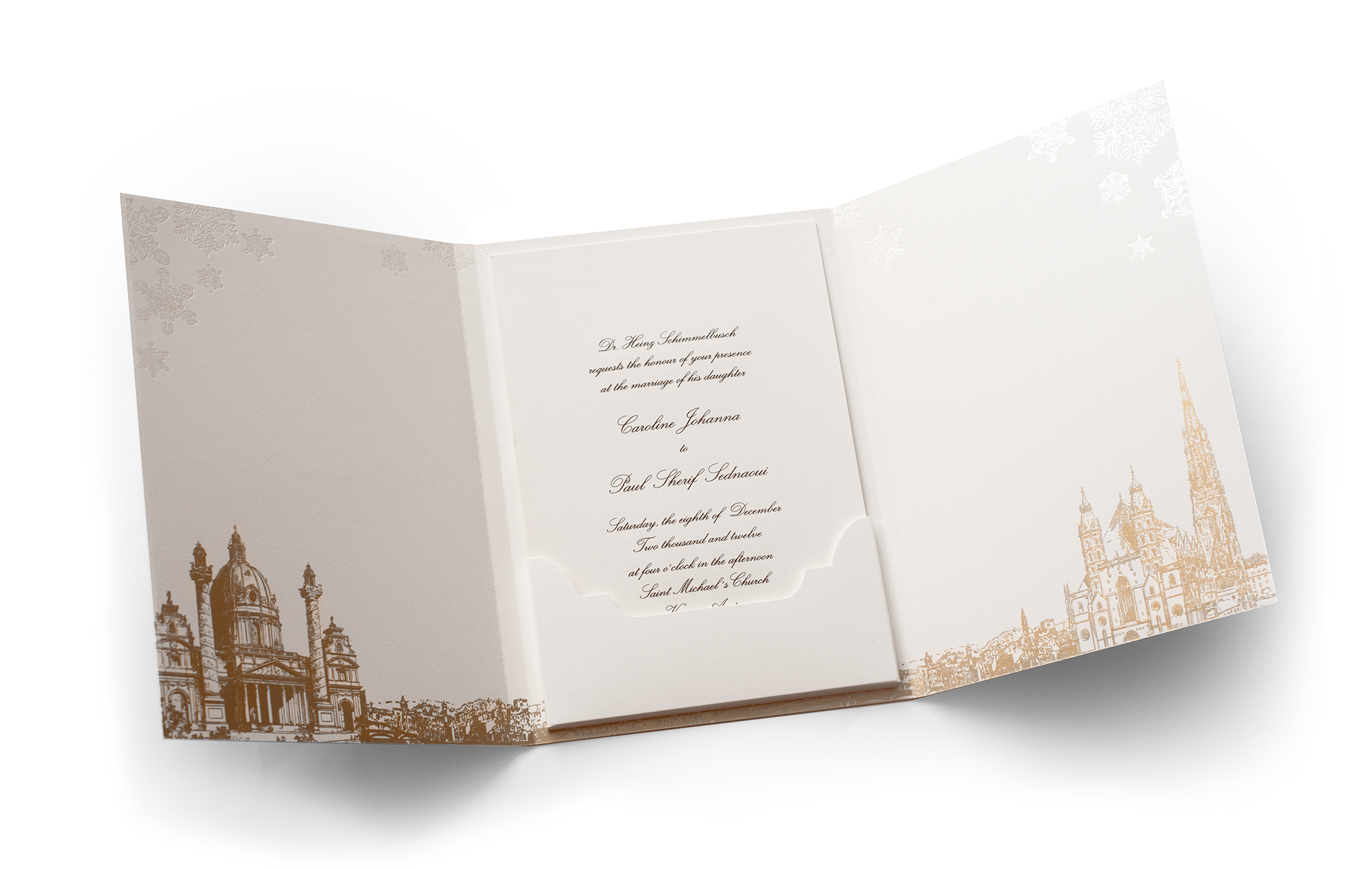 Formal engraved wedding invitation